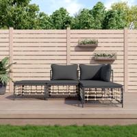 4-delige Loungeset met kussens poly rattan antracietkleurig - thumbnail