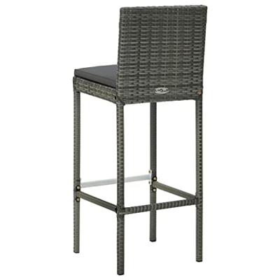 Barkrukken 6 st met kussens poly rattan grijs - thumbnail