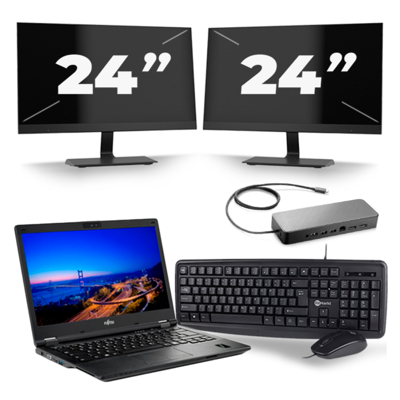 Fujitsu Lifebook E549 - Intel Core i3-8e Generatie - 14 inch - 8GB RAM - 256GB SSD - Windows 11 Home + 2x 24 inch Monitor Fujitsu Lifebook E549 - Intel Core i3-8e Generatie - 14 inch - 8GB RAM - 256GB SSD - Windows 11 Home + 2x 24 inch Monitor
