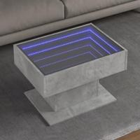 Salontafel met LED 70x50x45 cm bewerkt hout betongrijs - thumbnail
