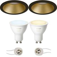 Philips Hue LED Inbouwspot Set Ø82mm - Mat Zwart/Goud - Bluetooth - thumbnail