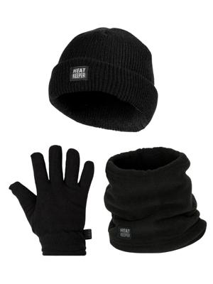 Heatkeeper Kinder Winter Set - Muts + Nerkwarmer + Handschoenen - Zwart-5-8 jaar