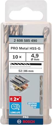 Bosch Accessoires Metaalboren HSS-G, Standard 4,9 x 52 x 86 mm 10st - 2608585490 Bosch Accessoires Metaalboren HSS-G, Standard 4,9 x 52 x 86 mm 10st - 2608585490