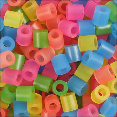 NABBI Strijkkralen, afm 5x5 mm, gatgrootte 2,5 mm, medium, neon kleuren, 1100 div/ 1 doos