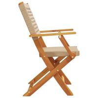 Tuinstoelen 4 st inklapbaar poly rattan en massief hout beige - thumbnail