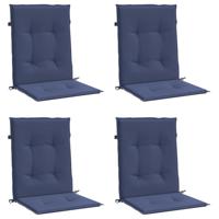 VidaXL Stoelkussens 4 st lage rug stof marineblauw - thumbnail