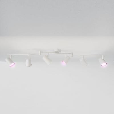 Riga - LED smart plafondlamp - 6 spots - 30 Watt 2400 Lumen - Draaibaar en kantelbaar - GU10 - RGBWW - Wifi + Bluetooth - Google Home, Amazon Alexa en Siri - Wit - Bestuurbaar via App en Stem