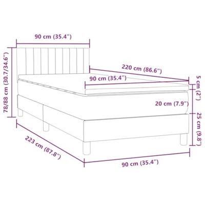 Boxspring met matras fluweel donkergrijs 90x220 cm
