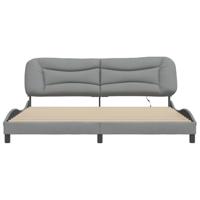 Bedframe met LED zonder matras "Hvar" stof 200x200 cm lichtgrijs - thumbnail