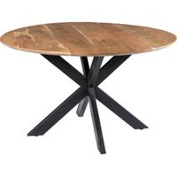 LivingFurn Ronde Eettafel 'Oslo' Mangohout en staal, 120cm - thumbnail