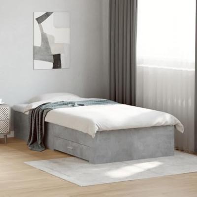 Bedframe met lades bewerkt hout betongrijs 90x200 cm