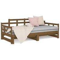 Slaapbank uitschuifbaar grenenhout honingbruin 2x(90x190) cm - thumbnail