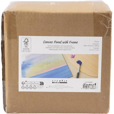 Creativ Company Canvas paneel met lijst, afm 15,8x15,8 cm, 280 gr, wit, 10 stuk/ 1 doos