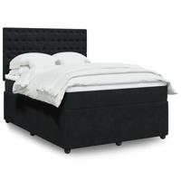 Boxspring met matras fluweel zwart 160x200 cm - thumbnail