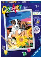Ravensburger Creart schilderen op nummer - zonsondergang honden - thumbnail