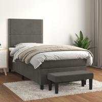 Boxspring met matras fluweel donkergrijs 90x190 cm - thumbnail