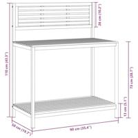Tuinwerktafel 90x50x110 cm massief acaciahout en staal - thumbnail