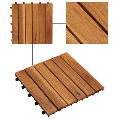 Terrastegels acaciahout 30 x 30 cm verticaal patroon (10 stuks)