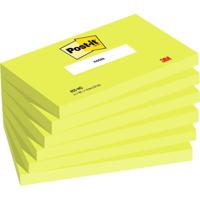 Post-it Notes, 100 vel, ft 76 x 127 mm, neongroen, pak van 6 blokken - thumbnail