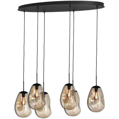 Masterlight HanglampLava Oval 6x goud glas Ø 22,5cm - 2764-05-130-50-60260