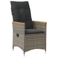 Tuinstoelen 2 st verstelbaar met kussens poly rattan grijs - thumbnail