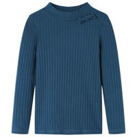Kindershirt met lange mouwen geribd 116 marineblauw - thumbnail