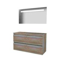 Basic-Line Economic 46 Badkamermeubelset - 120 x 46 cm - Greeploos - 4 Lades - Wastafelblad - Spiegel met LED Verlichting - Scotch Oak - thumbnail