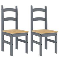 Eetkamerstoelen 2 st 40x46x99 cm massief grenenhout grijs - thumbnail