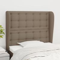 Hoofdbord met randen 93x23x118/128 cm stof taupe - thumbnail
