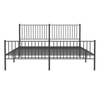 Bedframe met hoofd- en voeteneinde metaal zwart 193x203 cm - thumbnail