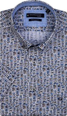 Giordano Heren Overhemd Wit Met Geel Blauwe Vissen Satijn Regular Fit