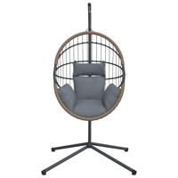 Hangstoel met standaard rattan en staal lichtgrijs - thumbnail