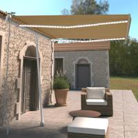 Luifel handmatig uittrekbaar met LED 300x250 cm geel en wit - thumbnail