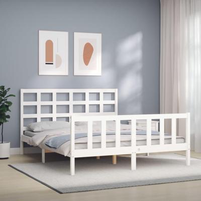 Bedframe zonder matras massief grenenhout wit 160x200 cm