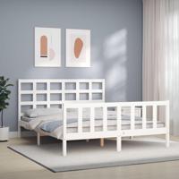 Bedframe zonder matras massief grenenhout wit 160x200 cm - thumbnail