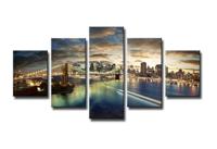Schilderij - New York City, 100x50 cm. 5 luik, wanddecoratie - thumbnail