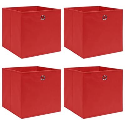 VidaXL Opbergboxen 4 st 32x32x32 cm stof rood VidaXL Opbergboxen 4 st 32x32x32 cm stof rood