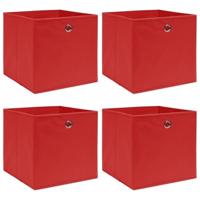 VidaXL Opbergboxen 4 st 32x32x32 cm stof rood - thumbnail