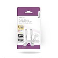 Nedis CCGB64810WT10 Usb-kabel Usb 3.2 Gen 2 Usb-c™ Male Usb-c™ Male 240 W 8k@30hz 20 Gbps Vernikkeld 1.00 M Rond Silicone Wit Doos - thumbnail