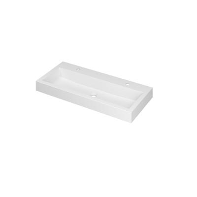 INK Momento Wastafel Polystone met 2 Kraangaten - 1000x450x90 mm - Mat Wit