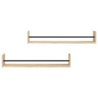 Wandschappen met stangen 2 st 80x16x14 cm Sonoma eikenkleurig - thumbnail