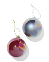 HEMA Kerstballen set glas olie rood-zilver - 2 stuks (multi) - thumbnail