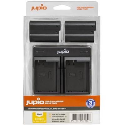 Jupio Kit: 2 x camera-accu EN-EL15C 2100mAh + USB Dual lader