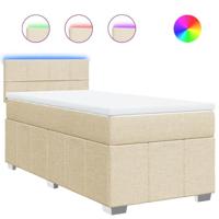 Boxspring met matras stof crèmekleurig 90x200 cm - thumbnail