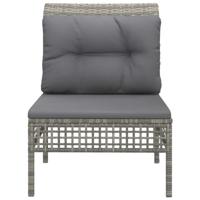 Tuinmiddenbank met kussens poly rattan grijs - thumbnail