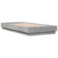 Bedframe bewerkt hout betongrijs 100x200 cm - thumbnail