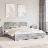 Bedframe met hoofdeinde Beton Grijs 180 x 200 cm Bewerkt hout - thumbnail