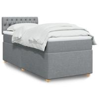 Boxspring met matras stof lichtgrijs 90x190 cm - thumbnail
