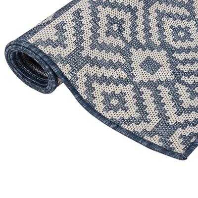 Buitenkleed met patroon platgeweven 200x280 cm blauw