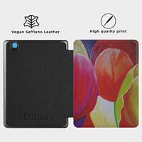 Lunso - Kobo Aura H20 Edition 2 hoes (6.8 inch) - Vegan Saffiano Leren sleep cover - Tulpen - thumbnail